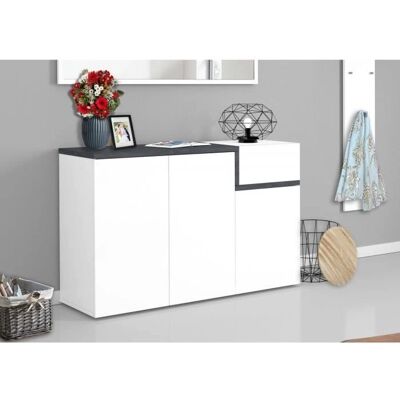 DMORA Armoire à Chaussures Blanc Gris Moderne Italie 3 Portes 1 Abattant - Publicité DMORA Armoire à Chaussures Blanc Gris Moderne Italie 3 Portes 1 Abattant - Publicité