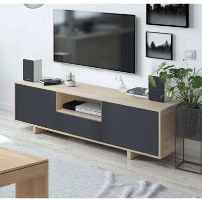 Dmora Mueble TV Roble con 3 Puertas - Diseño Moderno Dmora Mueble TV Roble con 3 Puertas - Diseño Moderno