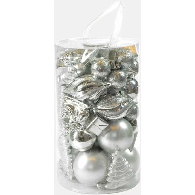 DMORA Set di 50 Decorazioni Natalizie Argento Multi-forma DMORA Set di 50 Decorazioni Natalizie Argento Multi-forma