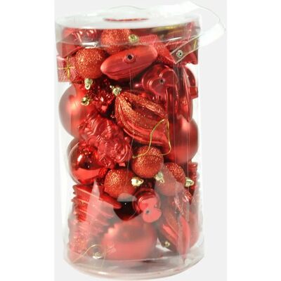 Set Decorazioni Natalizie DMORA - 50 Pezzi, Rosso, Puntale Set Decorazioni Natalizie DMORA - 50 Pezzi, Rosso, Puntale