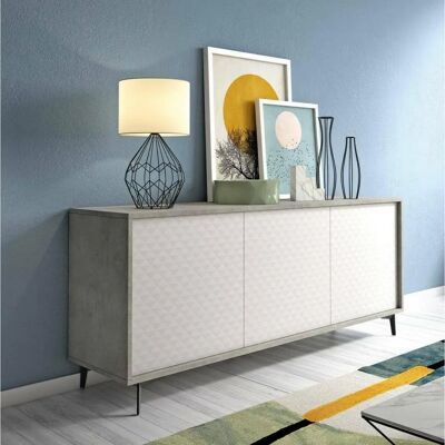 DMORA Buffet Moderno Blanco y Cemento - 184x45x77 cm DMORA Buffet Moderno Blanco y Cemento - 184x45x77 cm