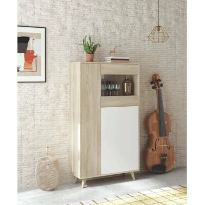 MARCA - Mobile con vetrina - 77x33x142 cm - Rovere bianco MARCA - Mobile con vetrina - 77x33x142 cm - Rovere bianco