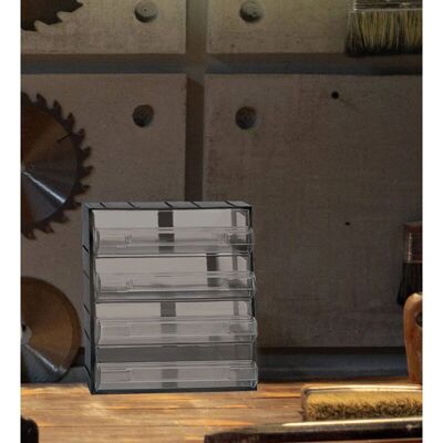 DMORA Modello - Cassetto di archiviazione con 4 scomparti trasparenti - Organizzatore di piccoli pezzi DMORA Modello - Cassetto di archiviazione con 4 scomparti trasparenti - Organizzatore di piccoli pezzi