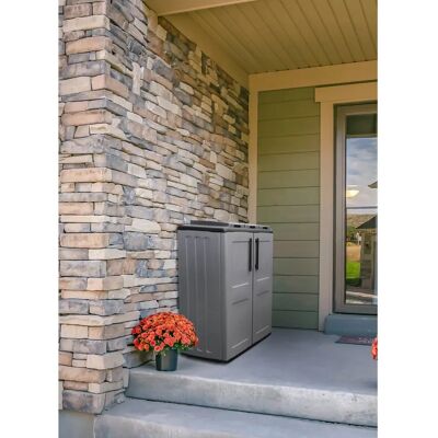 Dmora Gabinete de basura gris para exteriores o interiores - Ahorro de espacio Dmora Gabinete de basura gris para exteriores o interiores - Ahorro de espacio