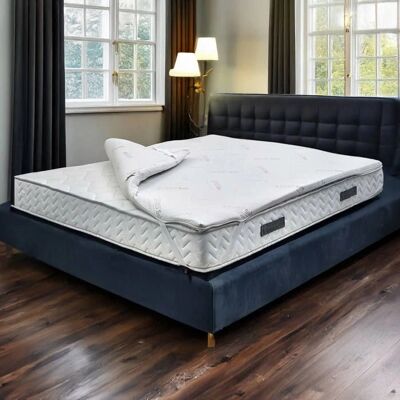 Ensemble de sur-matelas à mémoire de forme DMORA - Blanc - 120x190 cm - Publicité Ensemble de sur-matelas à mémoire de forme DMORA - Blanc - 120x190 cm - Publicité