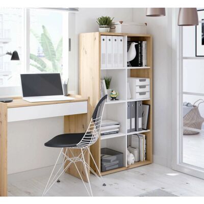 DMORA Sacramento Estantería reversible - 8 compartimentos - Madera y Blanco DMORA Sacramento Estantería reversible - 8 compartimentos - Madera y Blanco