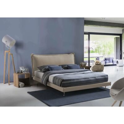 Cama DMORA Anika - Italia, 160x190cm, Beige, Cabecero tapizado - Cama Cama DMORA Anika - Italia, 160x190cm, Beige, Cabecero tapizado - Cama