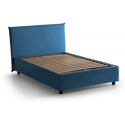 Letto in Tessuto DMORA Dacer - 120x190cm - Blu - Spazio di Stoccaggio Moderno Letto in Tessuto DMORA Dacer - 120x190cm - Blu - Spazio di Stoccaggio Moderno