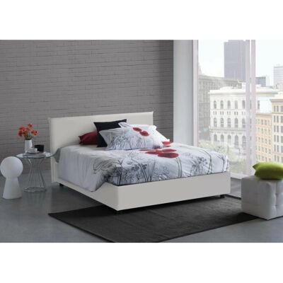 Cama Dacut de Dmora - Cuero ecológico, colchón 140x190, Hecho en Italia Cama Dacut de Dmora - Cuero ecológico, colchón 140x190, Hecho en Italia