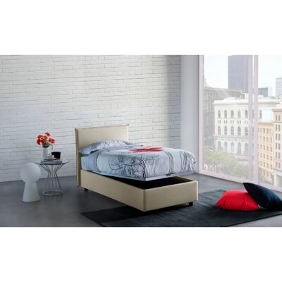 Dmora - Cama con almacenamiento - 80x200 - Beige - Hecho en Italia Dmora - Cama con almacenamiento - 80x200 - Beige - Hecho en Italia