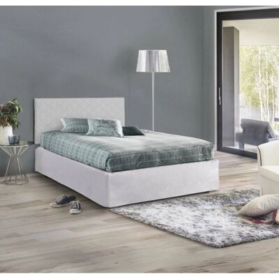 Talamo Italia - Cama doble - Cabecero en ecopiel - 120x190 cm - Blanco Talamo Italia - Cama doble - Cabecero en ecopiel - 120x190 cm - Blanco