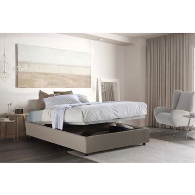 Cama de almacenamiento en ecopiel Tórtola de DMORA Cama de almacenamiento en ecopiel Tórtola de DMORA