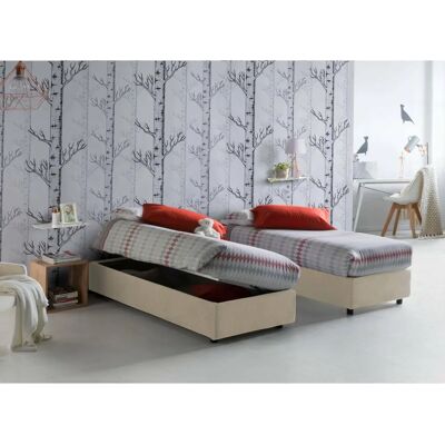 Cama individual Beige DMORA con almacenamiento - Cama Cama individual Beige DMORA con almacenamiento - Cama