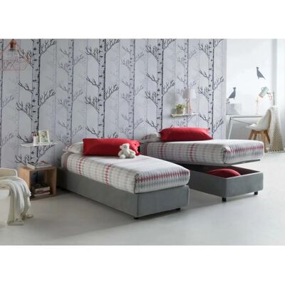 Cama de almacenamiento gris DMORA - 90x190cm Cama italiana Cama de almacenamiento gris DMORA - 90x190cm Cama italiana