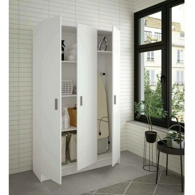 Armadio multiuso Dmora Beaumont - 3 ante - Scarpe & Scopa - 109x37x180cm - Bianco Armadio multiuso Dmora Beaumont - 3 ante - Scarpe & Scopa - 109x37x180cm - Bianco