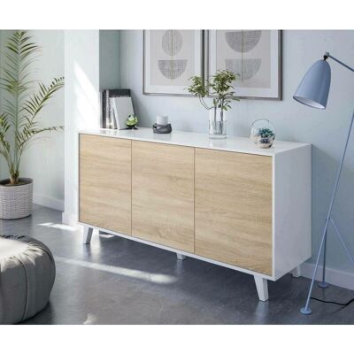 Dmora Arvada Mueble Moderno - 3 Puertas, Blanco y Madera Dmora Arvada Mueble Moderno - 3 Puertas, Blanco y Madera