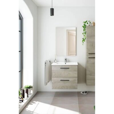 DMORA Roble Mueble de baño moderno con cajones con cierre suave - Mueble de baño DMORA Roble Mueble de baño moderno con cajones con cierre suave - Mueble de baño