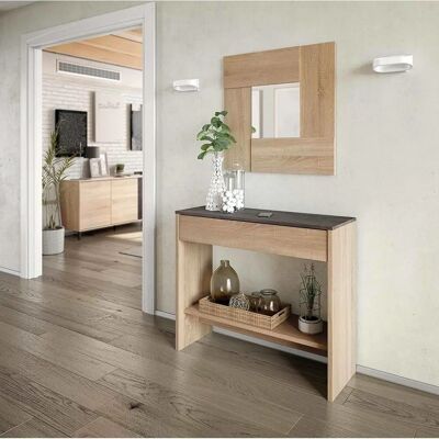 Gabinete de entrada Dmora con espejo - Mueble moderno de almacenamiento Gabinete de entrada Dmora con espejo - Mueble moderno de almacenamiento