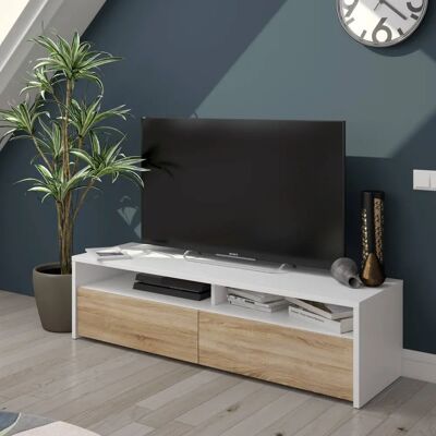 Mobili TV DMORA Henderson - Bianco moderno 130x40x36 cm Mobili TV DMORA Henderson - Bianco moderno 130x40x36 cm