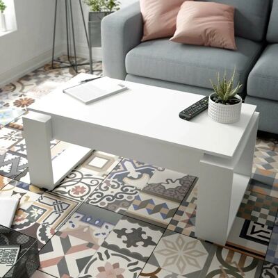 DMORA Mesa de centro blanca con tapa elevable - Mesa de café DMORA Mesa de centro blanca con tapa elevable - Mesa de café