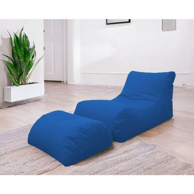 Divano Moderno Blu Dmora con Poggiapiedi - Chaise Lounge Divano Moderno Blu Dmora con Poggiapiedi - Chaise Lounge
