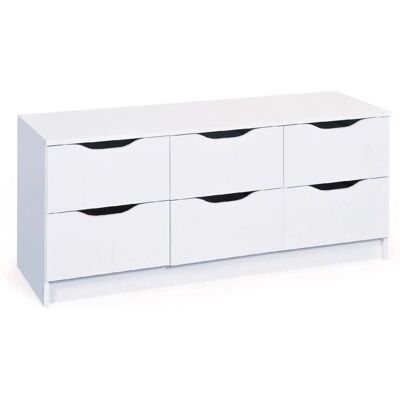 DMORA Cassettiera bianca a sei cassetti - Spazio moderno DMORA Cassettiera bianca a sei cassetti - Spazio moderno