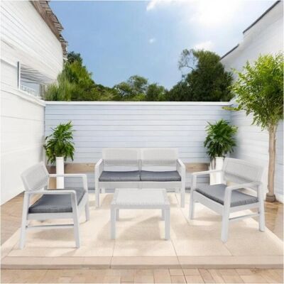 Conjunto de Lounge Exterior DMORA - Estilo Ratán Resistente Conjunto de Lounge Exterior DMORA - Estilo Ratán Resistente