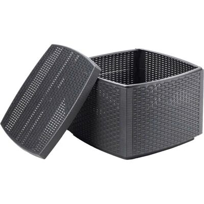 DMORA Tavolino da esterno con contenitore - 53x53x40 cm - Effetto rattan DMORA Tavolino da esterno con contenitore - 53x53x40 cm - Effetto rattan