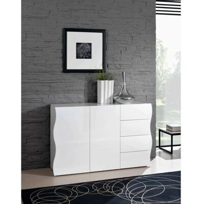 Credenza Ondulata Bianca DMORA - 124x40h81 - Mobile TV Credenza Ondulata Bianca DMORA - 124x40h81 - Mobile TV