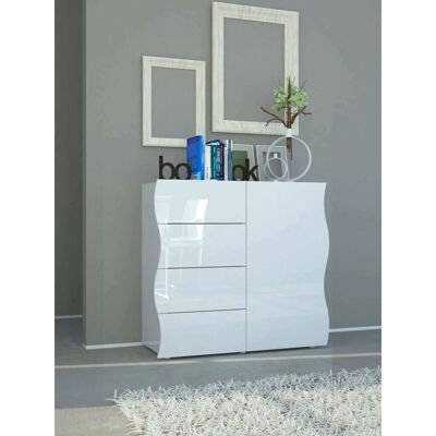 DMORA Credenza - Gabinete moderno italiano brillante blanco DMORA Credenza - Gabinete moderno italiano brillante blanco