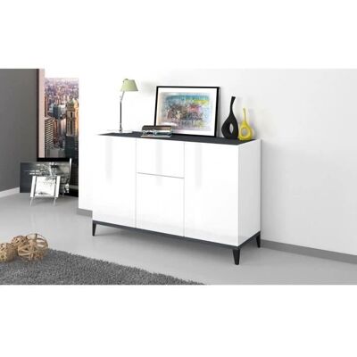 DMORA Credenza Ddybal - Aparador moderno con 3 puertas y 1 cajón - Italia DMORA Credenza Ddybal - Aparador moderno con 3 puertas y 1 cajón - Italia