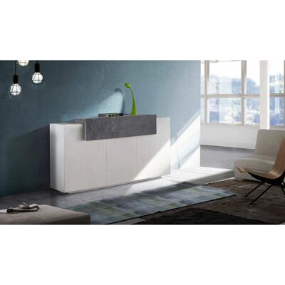 Buffet Modern Blanco y Gris de Dmora - 4 Puertas con Estantes Buffet Modern Blanco y Gris de Dmora - 4 Puertas con Estantes