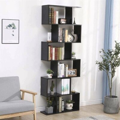Libreria alta a zig zag Dmora con 6 scaffali Made in Italy Libreria alta a zig zag Dmora con 6 scaffali Made in Italy