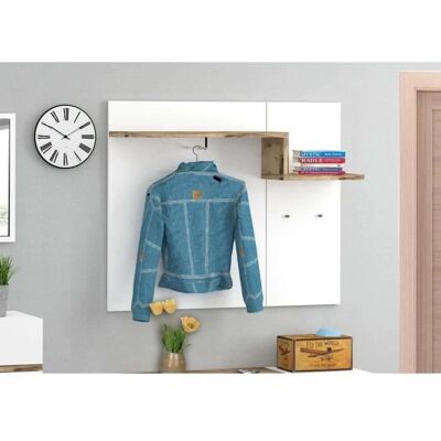 Muebles de entrada Dmora - Moderna multifunción blanco y arce - 120x30x100cm Muebles de entrada Dmora - Moderna multifunción blanco y arce - 120x30x100cm