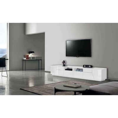 Mueble de TV Blanco Brillo DMORA - Diseño Moderno Italiano con 4 Puertas Mueble de TV Blanco Brillo DMORA - Diseño Moderno Italiano con 4 Puertas