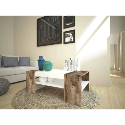 DMORA Dfort Couchtisch - Modernes Weiß Hochglanz mit Ahorn DMORA Dfort Couchtisch - Modernes Weiß Hochglanz mit Ahorn