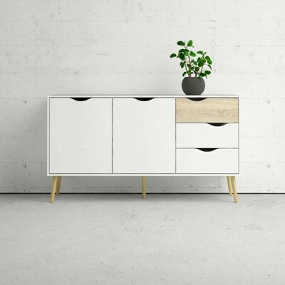 Dmora Aparador Blanco y Roble - 147x81x39 cm - Buffet / Credenza Dmora Aparador Blanco y Roble - 147x81x39 cm - Buffet / Credenza