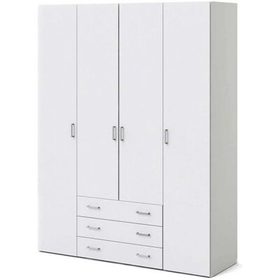 Armadio Bianco Dmora con Quattro Ante e Tre Cassetti - Armadio Armadio Bianco Dmora con Quattro Ante e Tre Cassetti - Armadio