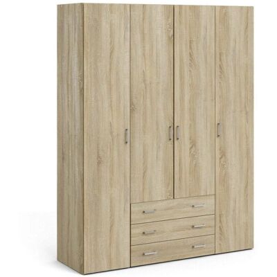 Armario Dmora - Cuatro Puertas, Tres Cajones, Roble Armario Dmora - Cuatro Puertas, Tres Cajones, Roble