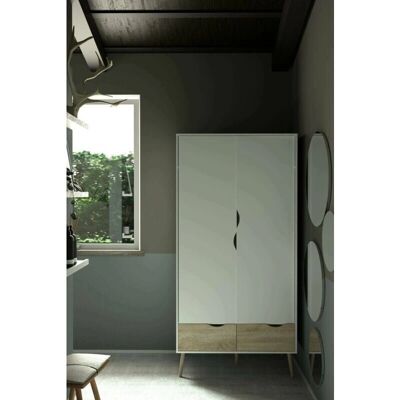 Armario Dmora - Blanco y Roble, 98x200x58cm Armario Dmora - Blanco y Roble, 98x200x58cm
