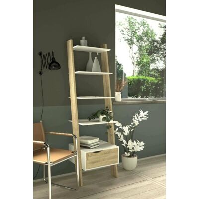 Libreria Dmora Bianco e Rovere - 1 Cassetto 4 Ripiani - Libreria Libreria Dmora Bianco e Rovere - 1 Cassetto 4 Ripiani - Libreria
