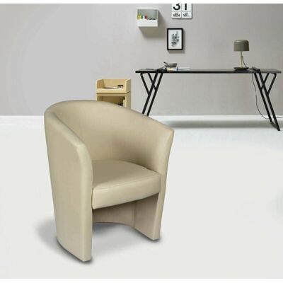 Poltrona Beige DMora - Ecopelle, Moderna, Confortevole Poltrona Beige DMora - Ecopelle, Moderna, Confortevole
