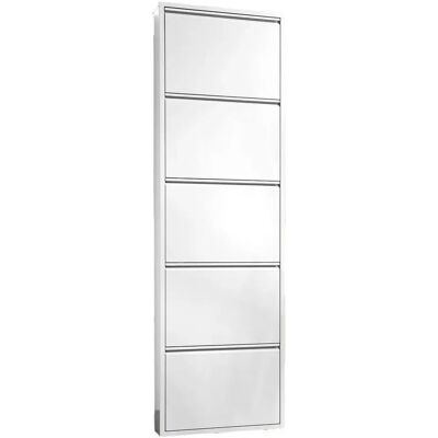 DMORA Weißes platzsparendes Metallschuhregal - Schuhschrank mit 5 Türen DMORA Weißes platzsparendes Metallschuhregal - Schuhschrank mit 5 Türen