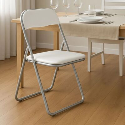 Silla Plegable Blanca DMORA - Asiento para Oficina o Hogar Silla Plegable Blanca DMORA - Asiento para Oficina o Hogar