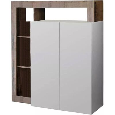 DMORA Credenza - Diseño Moderno, Dos Puertas, Estantes Abiertos - Credenza DMORA Credenza - Diseño Moderno, Dos Puertas, Estantes Abiertos - Credenza