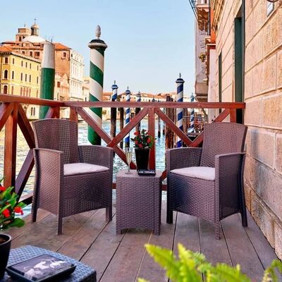 Conjunto de jardín Dmora - Muebles de ratán para 2 personas Conjunto de jardín Dmora - Muebles de ratán para 2 personas