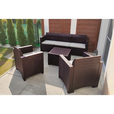 Conjunto de Muebles de Jardín Dmora - Marrón - Estilo Ratán Conjunto de Muebles de Jardín Dmora - Marrón - Estilo Ratán