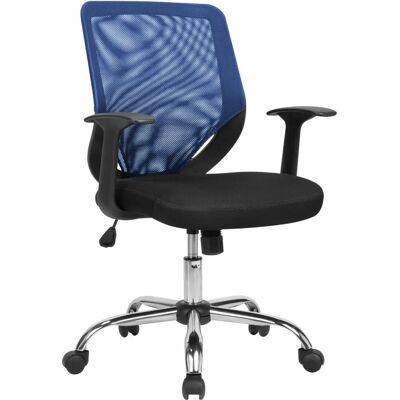 Silla de oficina Albany malla ergonómica negra azul de Dmora Silla de oficina Albany malla ergonómica negra azul de Dmora