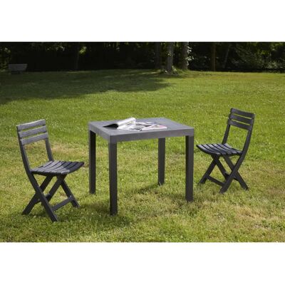DMORA Conjunto de jardín - Mesa rectangular, 2 sillas plegables DMORA Conjunto de jardín - Mesa rectangular, 2 sillas plegables