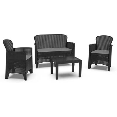 Set da Giardino Dlinett DMORA - Divano e sedie effetto rattan Set da Giardino Dlinett DMORA - Divano e sedie effetto rattan